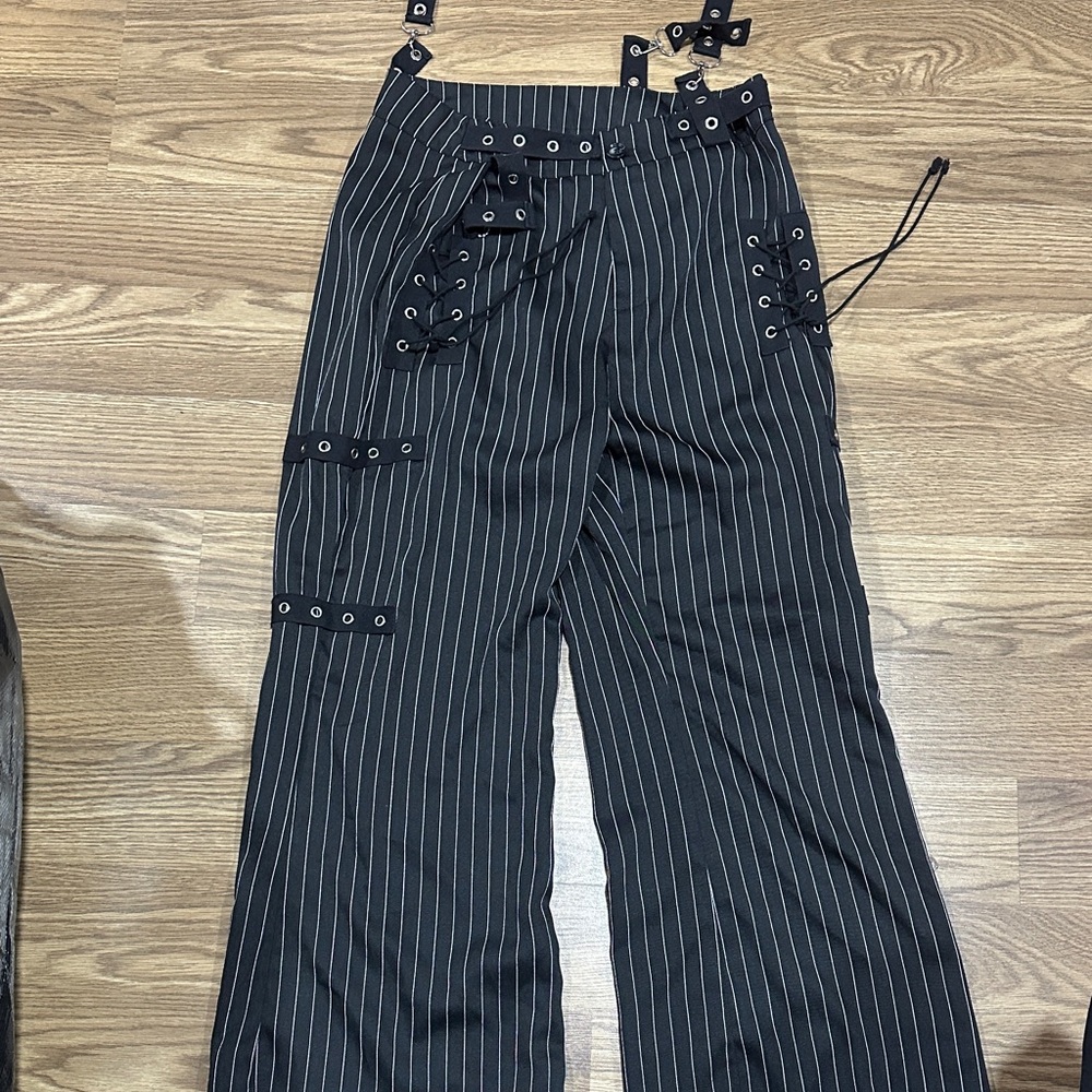 Black Striped Women's Punk Pants